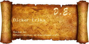 Dicker Erika névjegykártya